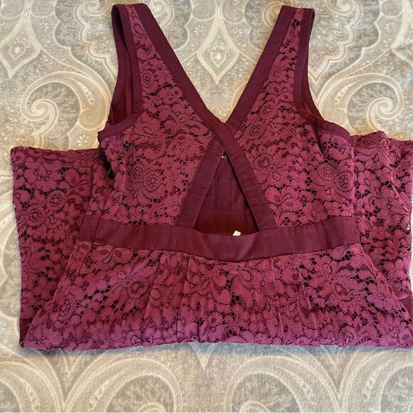 Free People Lovely In Lace Berry Fit & Flare Cut Out Back Dress - Picture 7 of 7